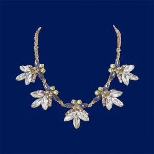 Elegant Blue‎ and Green Floral Necklace